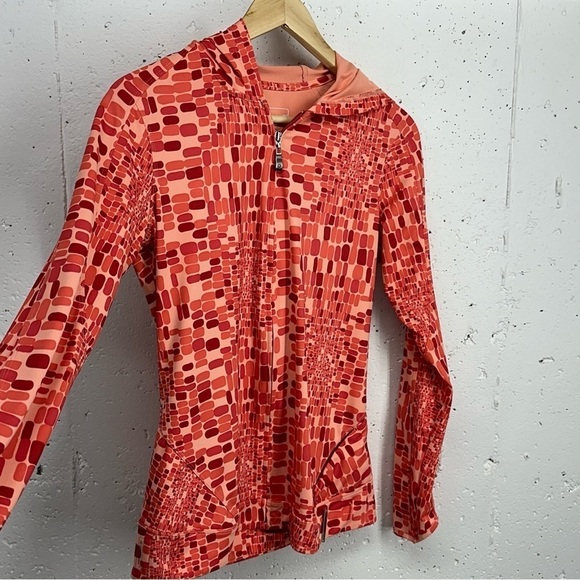 Merrell Women's size Small Orange Print Opti Wick Zip Up Hooded Jacket - Picture 4 of 11